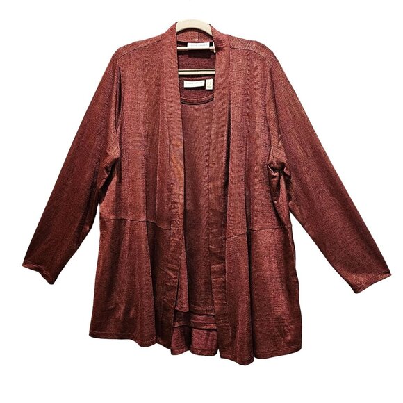 Susan Graver Cardigan tank set top Set Womens 1X Red Pocket Open Long Sleeve - Picture 1 of 14